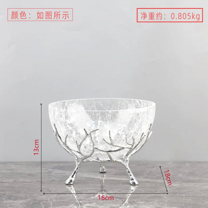Decorbites™ Goldener Ast Glas Obstteller: Stilvolles Aufbewahrungsgefäß für Zuhause & Dekorationsaccessoire