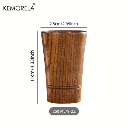 Decorbites™ Handgefertigte natürliche Holzteetassen - Set aus 2 | Japanische Stil-Tassen für Tee, Kaffee, Bier, Milch, Wasser