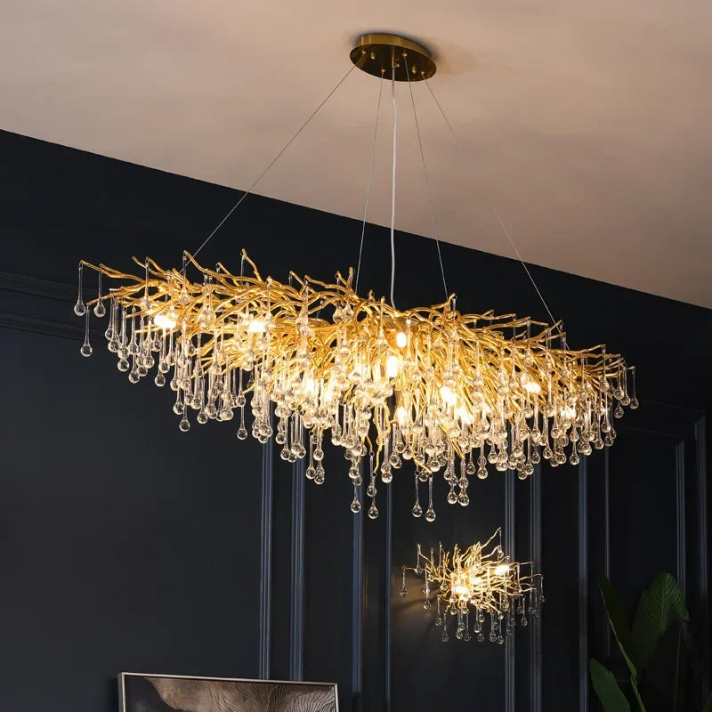Gold Crystal Modern Chandelier L180cm Premium