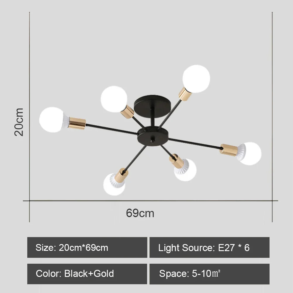 Decorbites™ Schmiedeeisernes Kronleuchter LED-Deckenleuchte Modernes Vintage-Dekor-Beleuchtung
