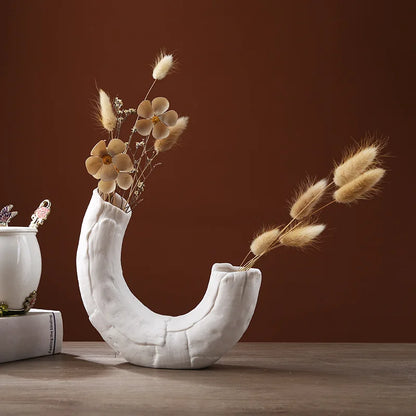 Decorbites™ Unendlichkeitssymbol Weiße Keramikskulptur - Nordisches Modernes Kunstdekor für Zuhause und Büro