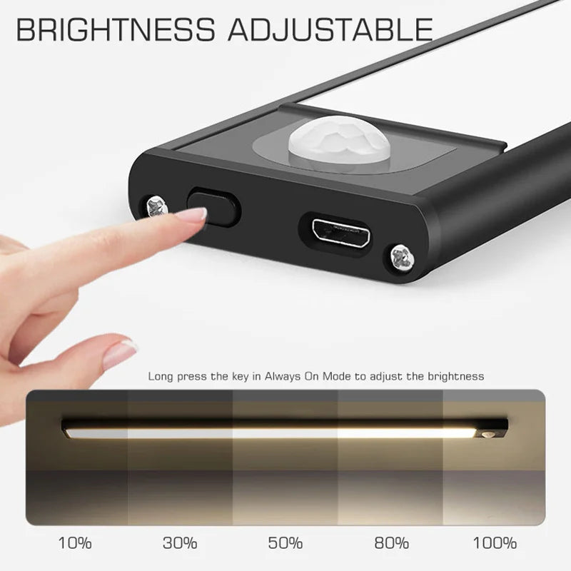 DecorBites™ LED Cabinet Light Bar: Motion Sensor, Aluminium, Long Strip, Magnet, Kitchen Closet Wardrobe