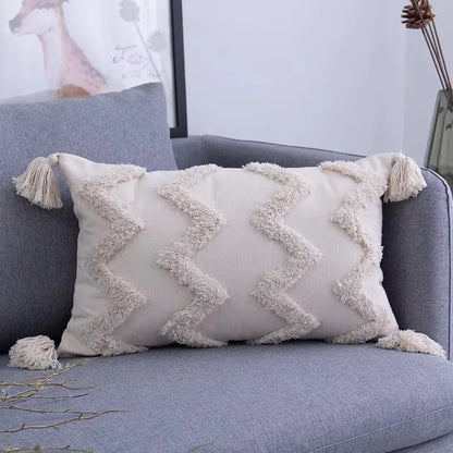 DecorBites™ Geometric Tufted Tassel Cushion Cover 30x50cm/45x45cm