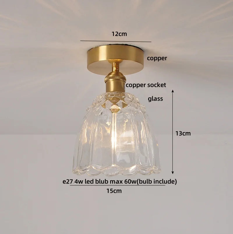 DecorBites™ Glass LED Ceiling Light for Living Room, Modern Copper Canopy, Nordic Style Fixtures