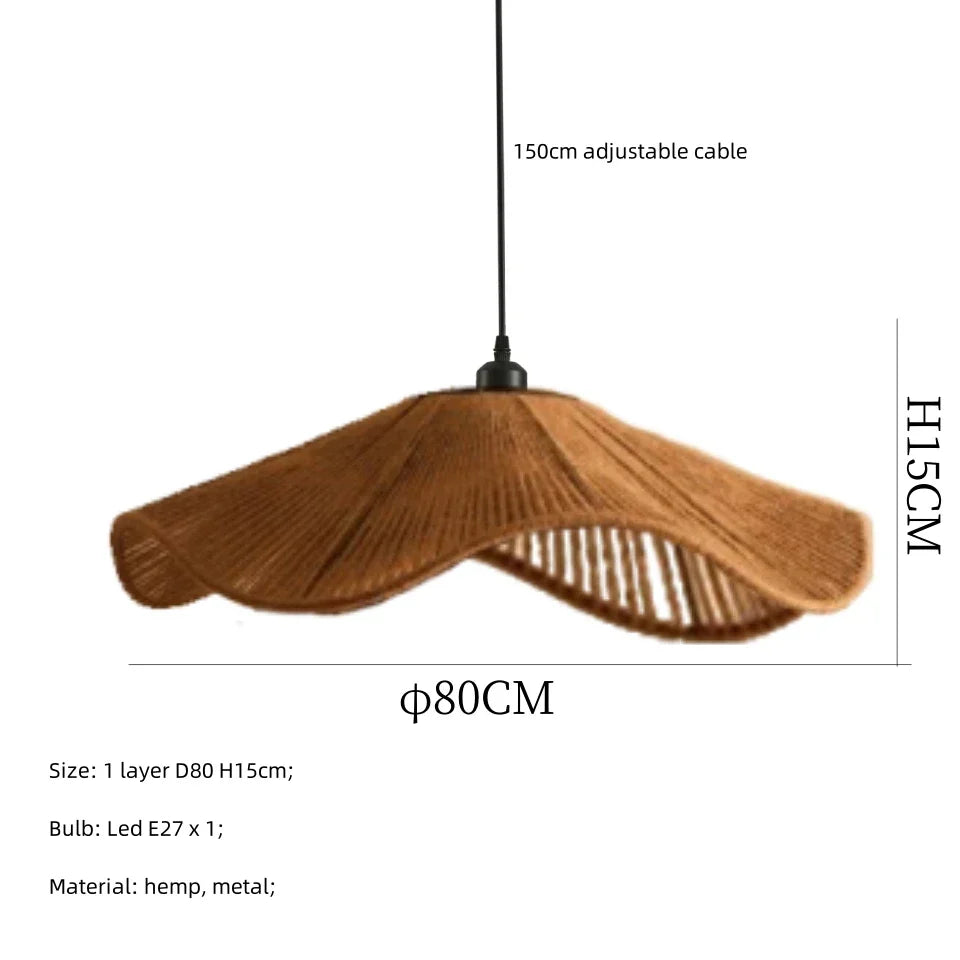 Decorbites™ Japanische Hanfstrick-Hängelampe E27 LED-Leuchte – Nordischer Wabi-Sabi-Stil