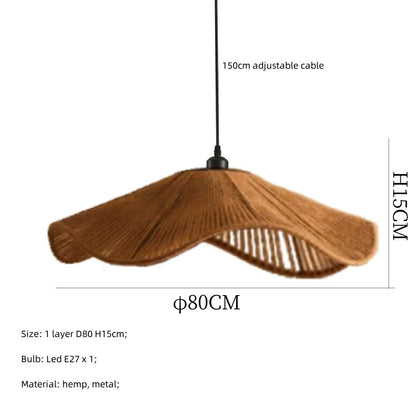 Decorbites™ Japanische Hanfstrick-Hängelampe E27 LED-Leuchte – Nordischer Wabi-Sabi-Stil