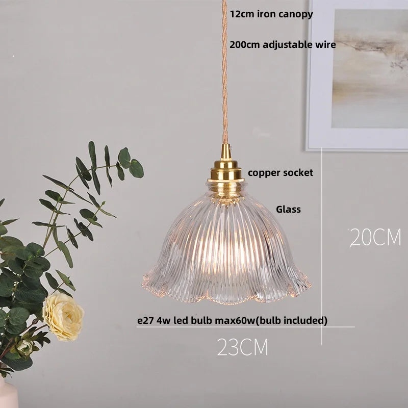 DecorBites™ Clear Glass LED Pendant Light Fixture Modern Copper Knob Switch Hang Lamp