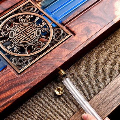 DecorBites™ Handmade Wood Resin Tea Tray | Bubble Tea Table Home Kung Fu Set