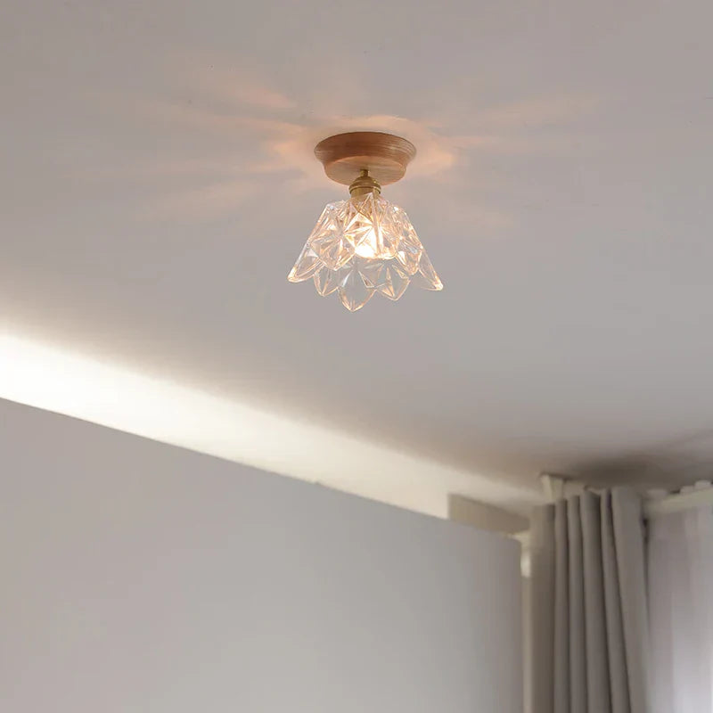DecorBites™ Glass Wood LED Ceiling Lamp for Home Lighting and Decoration