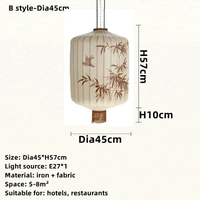 Decorbites™ Bambusblatt-Muster-Laterne Hängelampe – Handgemalte japanische Stil-Raumdekoration