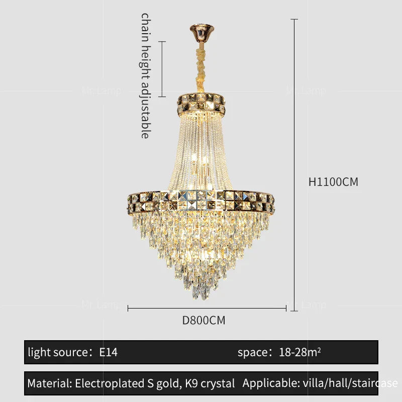 Decorbites™ Kristall-Leuchter: Intelligente Dimmbare Duplex-Villa-Pendelleuchte für Luxus-Wohnzimmer