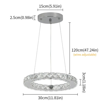 DecorBites™ Crystal Rings LED Chandelier Pendant Light Fixture