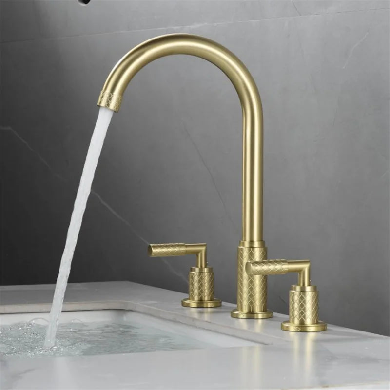 Decorbites™ Schwarzer Messing Beckenarmatur mit Wasserfall-Effekt und 3-Loch-Design