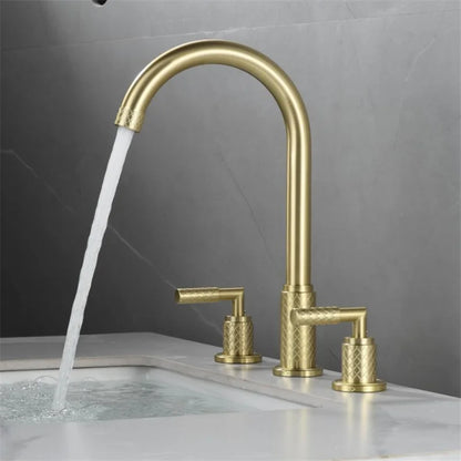 Decorbites™ Schwarzer Messing Beckenarmatur mit Wasserfall-Effekt und 3-Loch-Design