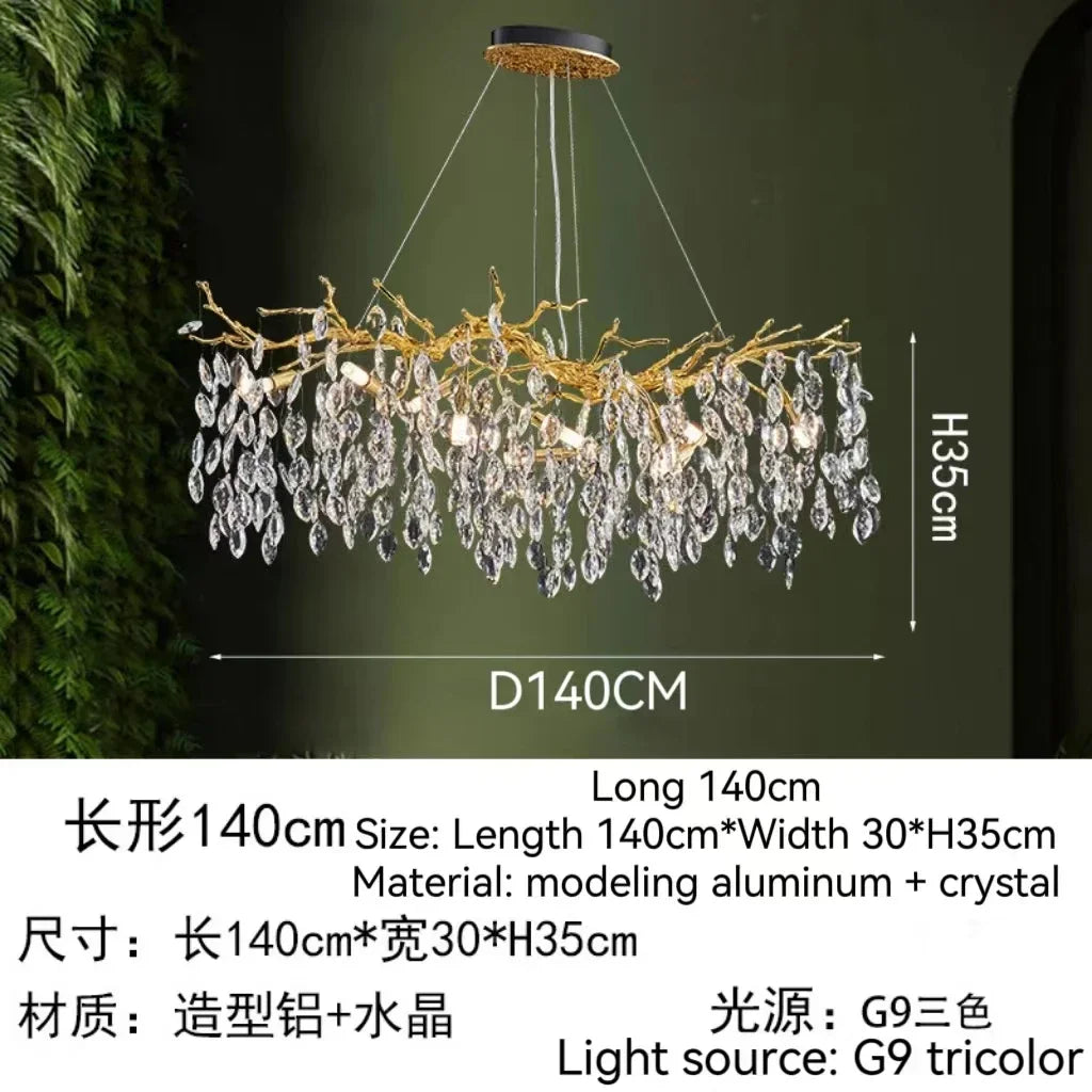 Decorbites™ Golden Crystal Tree Deckenleuchter, Luxuriöse Aluminium-Kunstarmatur