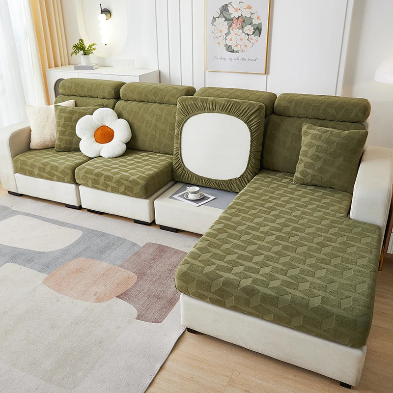 DecorBites™ Jacquard Sofa Seat Cover: Stretchable, Washable & Removable Protector