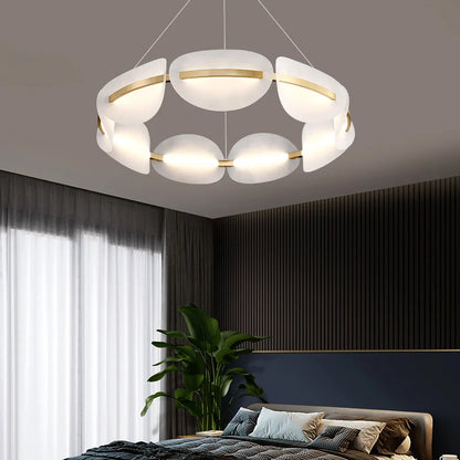 Decorbites™ Goldener Ring Weißer Acryl-Hängerleuchte für Wohnzimmer Esszimmer