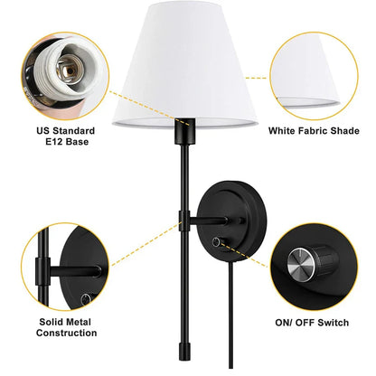 Decorbites™ Amerikanische Stoff-Wandlampe für Esszimmer, Wohnzimmer, Schlafzimmer, Badezimmer, Hotel, Treppe, Spiegel