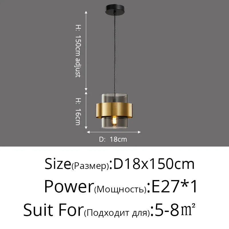 DecorBites™ Golden Pendant Lights for Aisle, Restaurant, Bedroom - Nordic Postmodern Minimalist Style