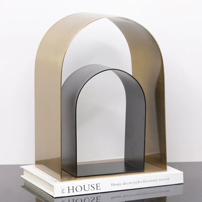 Decorbites™ Goldene Bögen Metallskulptur Raumdekoration Geometrisches Handwerk Figurine