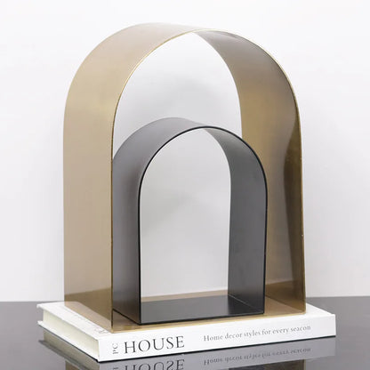 Decorbites™ Goldene Bögen Metallskulptur Raumdekoration Geometrisches Handwerk Figurine