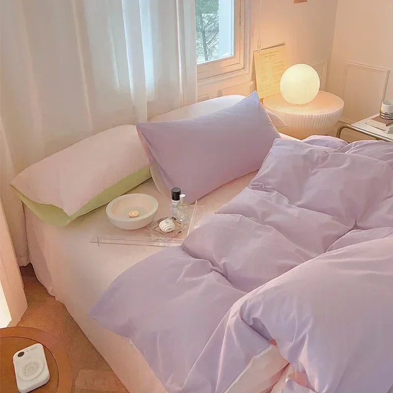 Decorbites™ Baumwoll-Bettwäsche-Set für Queensize-Bett: Bettbezug, Laken, Steppdeckenbezug, Kissenbezüge – Weich & Bequem