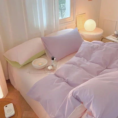 Decorbites™ Baumwoll-Bettwäsche-Set für Queensize-Bett: Bettbezug, Laken, Steppdeckenbezug, Kissenbezüge – Weich & Bequem