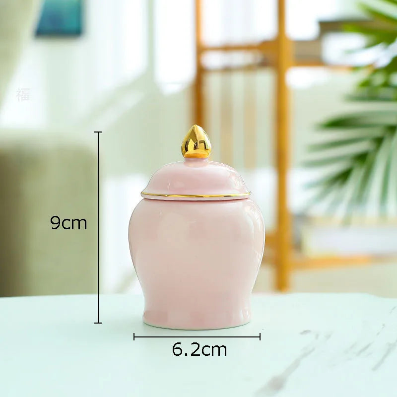 Decorbites™ Goldene Teedose Keramik-Vorratsgefäß mit Deckel zur Schreibtischdekoration