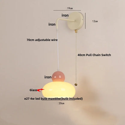 DecorBites™ Iron Nordic LED Wall Light Fixture Glass Adjustable Bedside Lamp