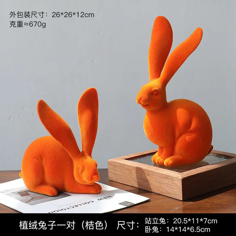 Decorbites™ Abstrakte Hasen-Figuren: Flauschige Hasen-Resin-Kunst-Dekorationsornamente