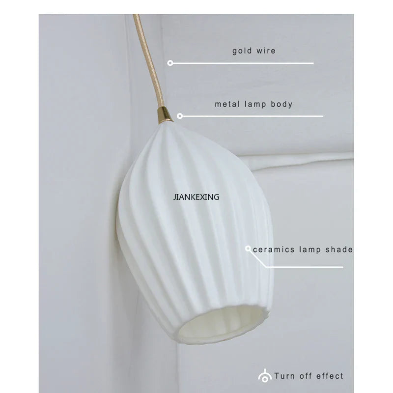 DecorBites™ Elegance Ribbed Ceramic Pendant Lights for Dining Island, Living Room