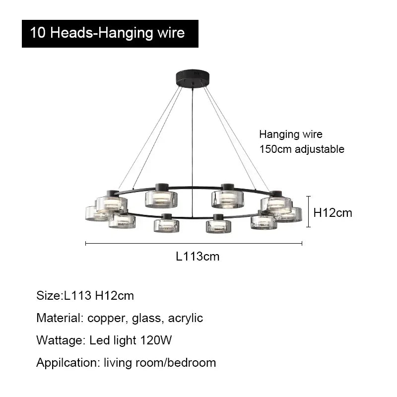 Decorbites™ Glas-LED-Kronleuchter: Modernes minimalistisches Kupfer-Pendant-Licht für Wohnzimmer und Schlafzimmer