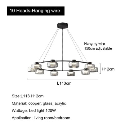Decorbites™ Glas-LED-Kronleuchter: Modernes minimalistisches Kupfer-Pendant-Licht für Wohnzimmer und Schlafzimmer