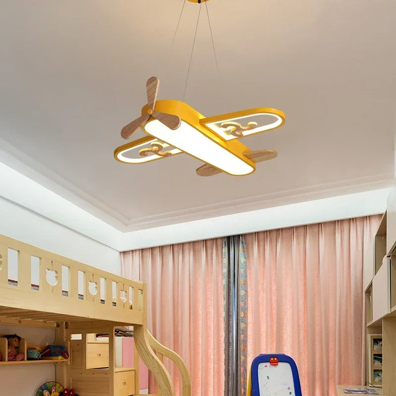Decorbites™ Kinder-LED-Holz-Deckenleuchte in Gelb & Blau - Minimalistisches Design