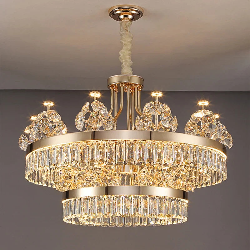 Decorbites™ Kristall-Leuchter: Postmoderne Lichtluxus-Doppelstock-Hängeleuchte für das Wohnzimmer im Haus