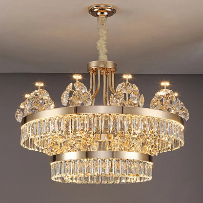 Decorbites™ Kristall-Leuchter: Postmoderne Lichtluxus-Doppelstock-Hängeleuchte für das Wohnzimmer im Haus