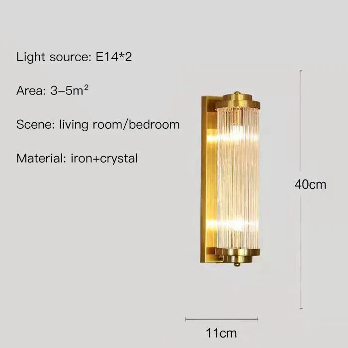 DecorBites™ Crystal Wall Sconce: Copper LED Bedroom Lighting for TV Background, Dining Room