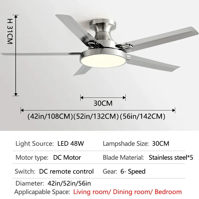 Decorbites™ 56" Niedrigboden-Deckenventilator mit Licht | Innenwohnzimmer-Leuchter | Modernes Design
