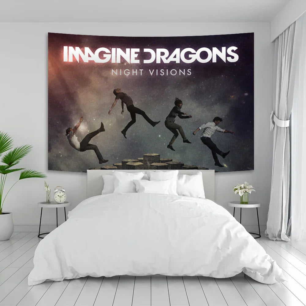 Decorbites™ Imagine Dragons Band-Poster Wandteppich Rock-Sänger Wandkunst Banner-Dekoration