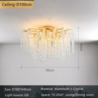 Decorbites™ Kristallzweigenleuchter: Elegante französische Stil Deckenleuchte für Wohn- und Esszimmer
