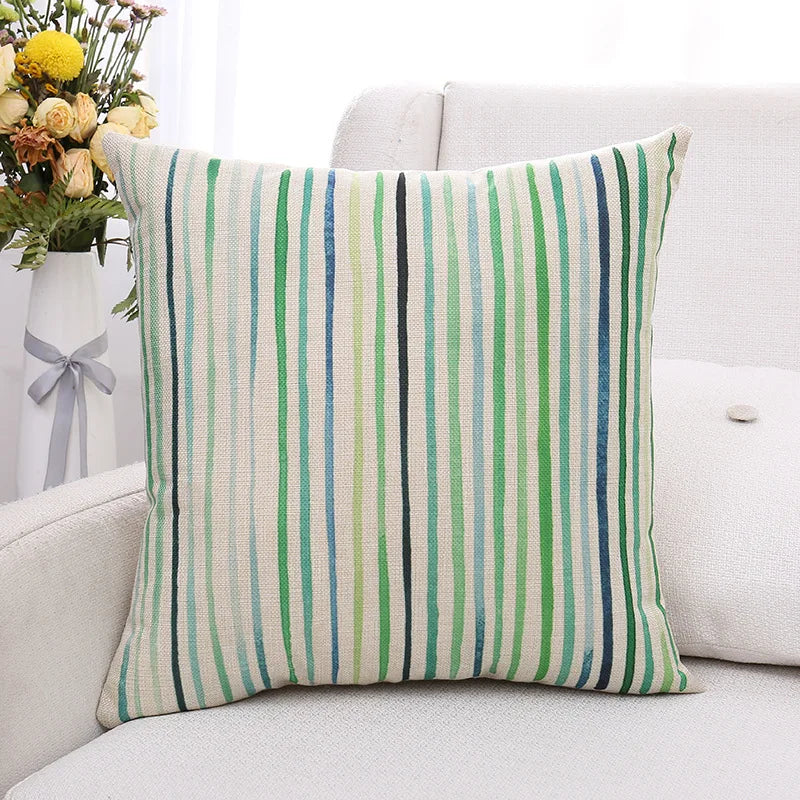 Decorbites™ Grüne Pflanzenblätter Blume Leinen Kissenbezug - Moderner Sofawurfkissenbezug