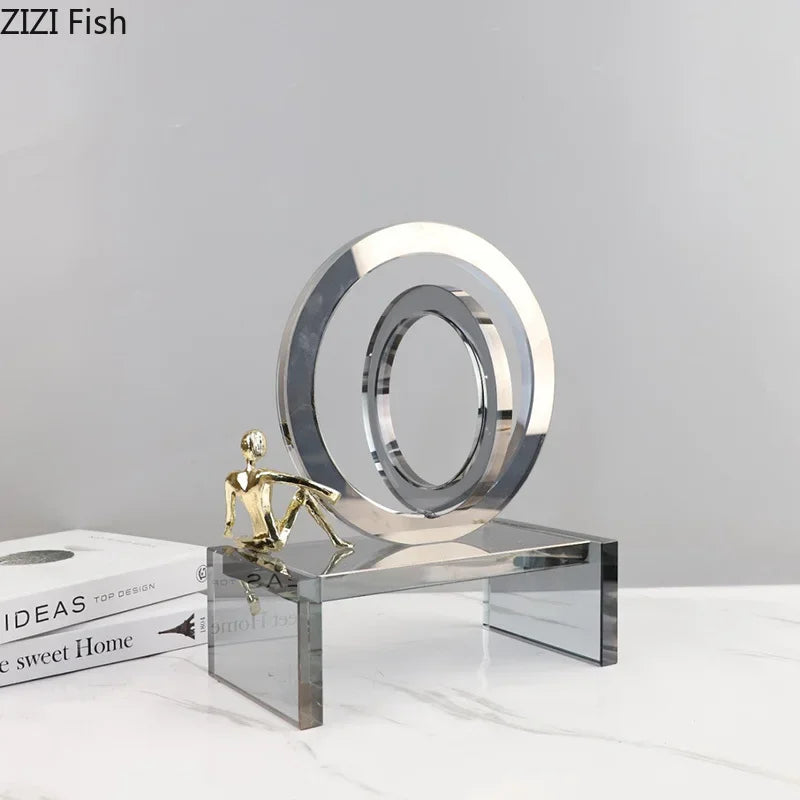 Decorbites™ Kristall Geometrischer Ring Stuhlbasen-Dekor - Goldene Figurenstatue für Raumästhetik