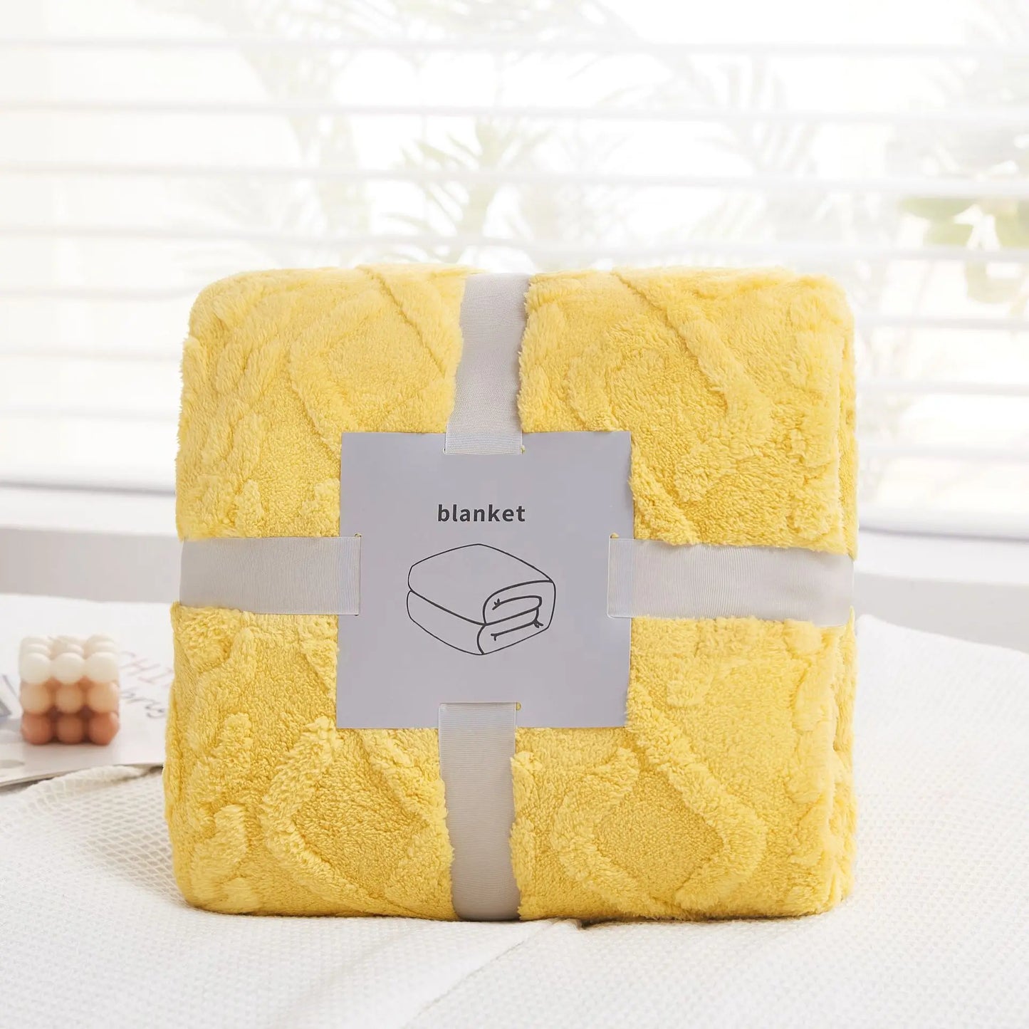 DecorBites™ Cozy Jacquard Plush Blanket: Soft Winter Sofa Throw, Office Travel Nap Shawl