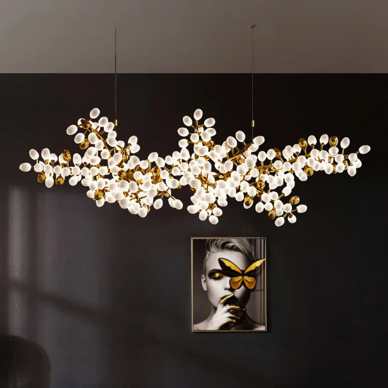 Decorbites™ Goldene Trauben-Kronleuchter-Glas-Pendant-Lampen für Wohnzimmer & Esszimmer