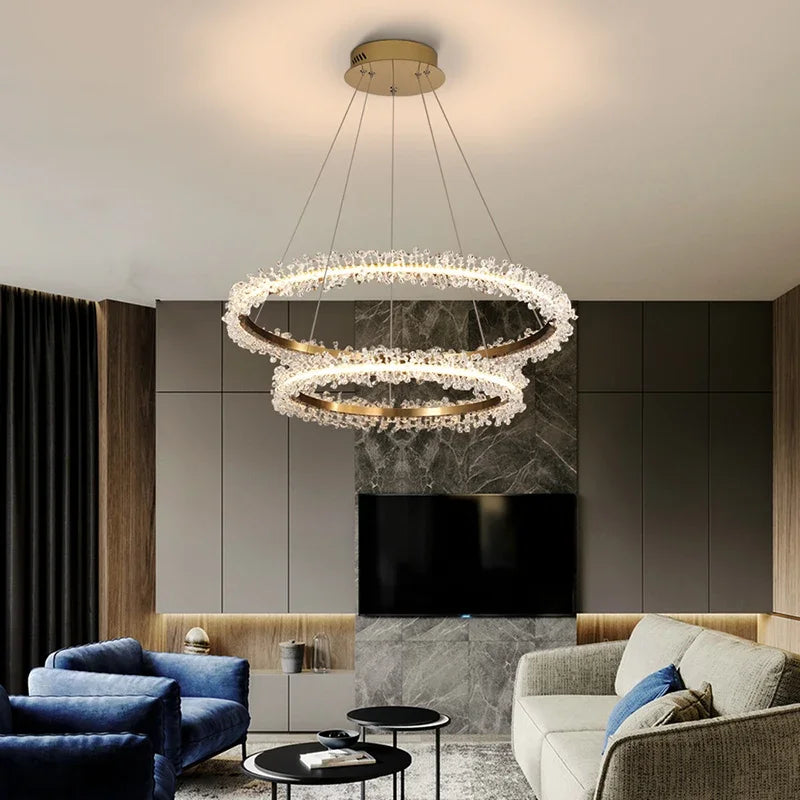 Gold Crystal Ring Chandelier Dia90cm Living Room