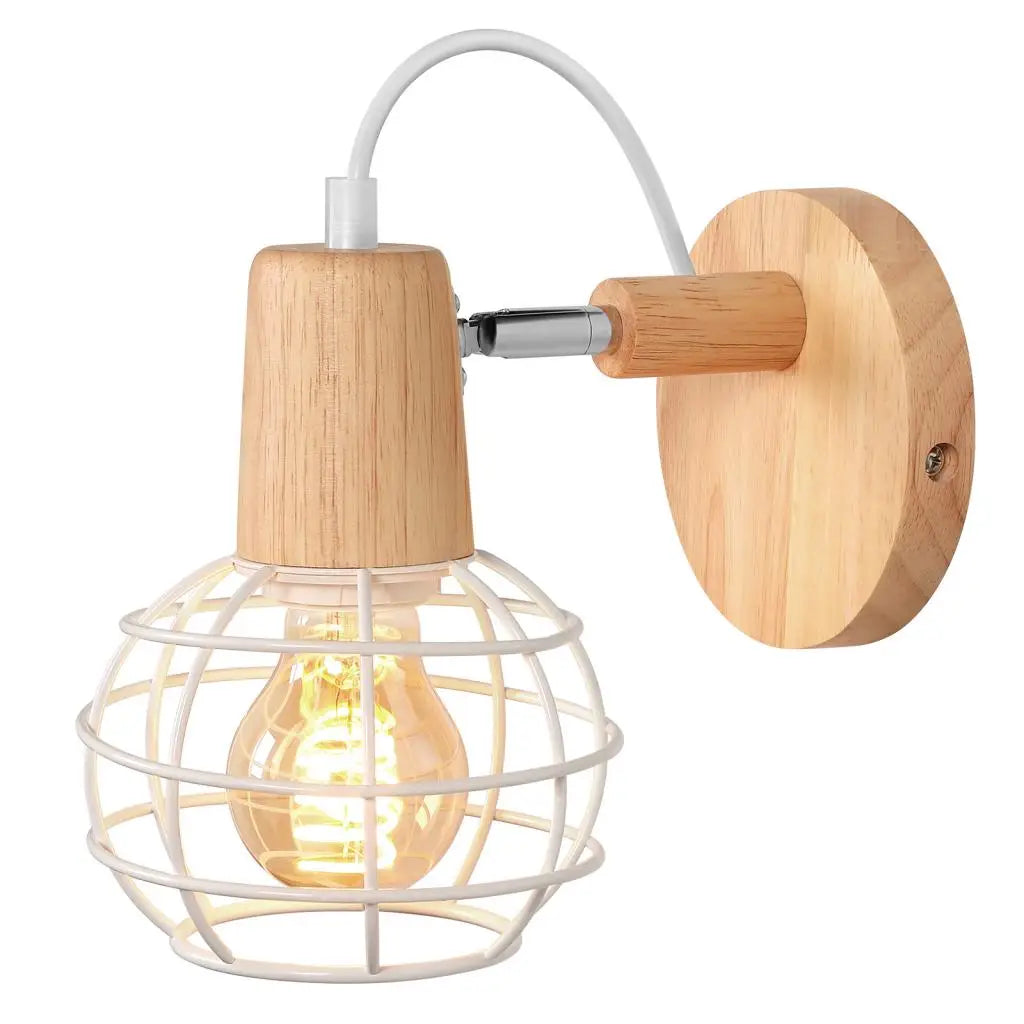 Decorbites™ Industrielle LED Holz Wandlampe E27 Retro Nachttischlampe Vintage Innenbeleuchtung