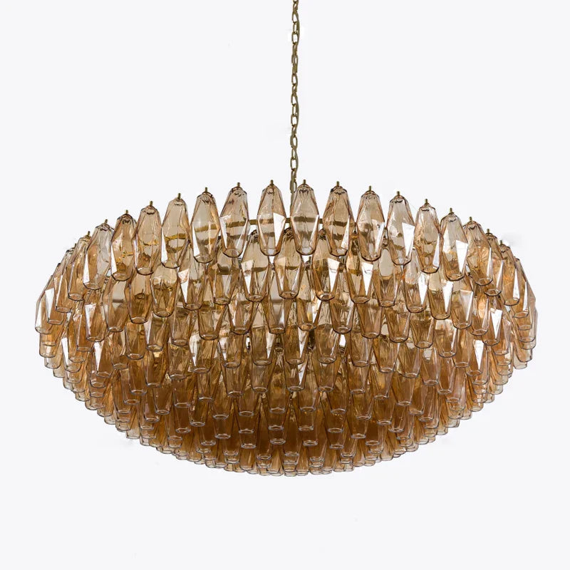 DecorBites™ Gray Glass Chandelier | Luxury Purple Light Fixture