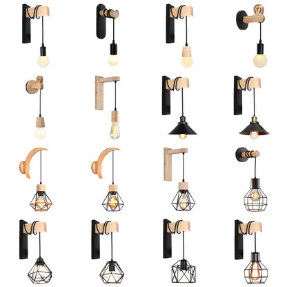 Decorbites™ Loft Amerikanisches Eisenholz Wandarmleuchte Vintage Käfigschutz Lampenschirm Armatur