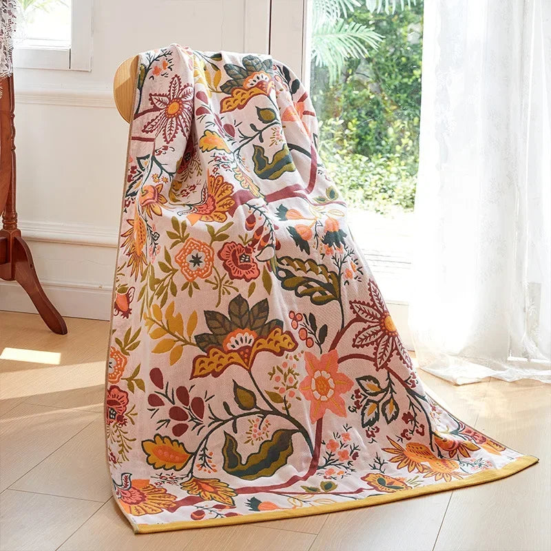 Decorbites™ Baumwoll-Gaze-Pfau-Badhandtuch - Weich, hautfreundlich, schnell trocknend - 90x180 cm