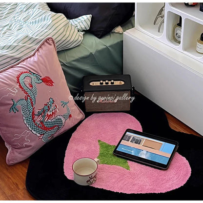Decorbites™ Drachen-Samt-Kissenbezug 48x48 Rosa Außendekoration für Sofa und Bett
